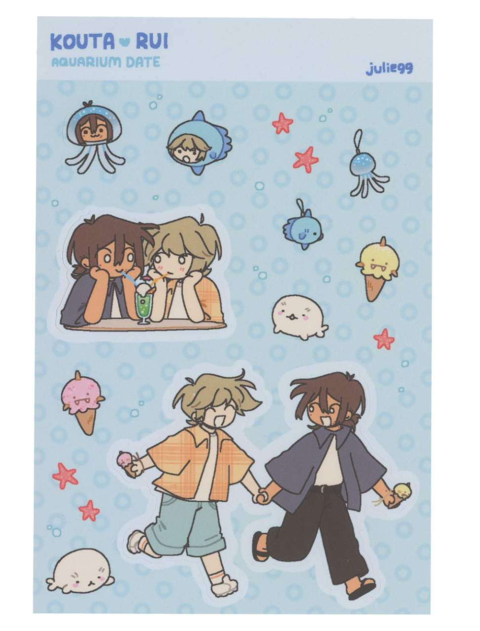 Kouta & Rui Aquarium Date Sticker Sheet