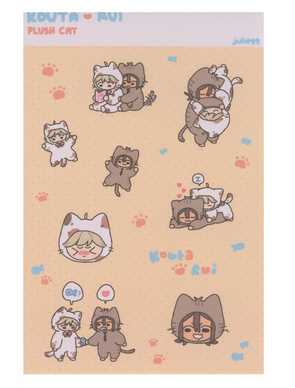 Kouta & Rui Plush Cat Sticker Sheet