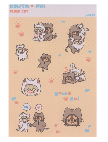 Kouta & Rui Plush Cat Sticker Sheet